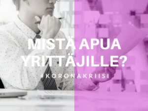 Yrittäjä mietteliäänä toimistossa – taloudellisesti vaikea tilanne ja avun tarve kriisitilanteessa.